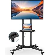 HUANUO TV Stand with Power Outlet, Rolling TV Stand for 32-85 Inch Flat/Curved LED TVs, Tilt TV C...