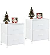 Accver Nightstand Set of 2, 2 Drawer Dresser Bedside Storage Furniture, Small Dresser with 2 Draw...