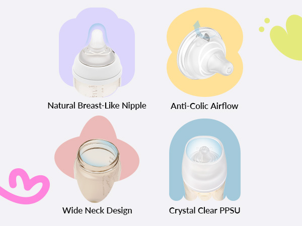baby bottle silicone infant feed nipple anti colic premium ppsu comfortable natural 