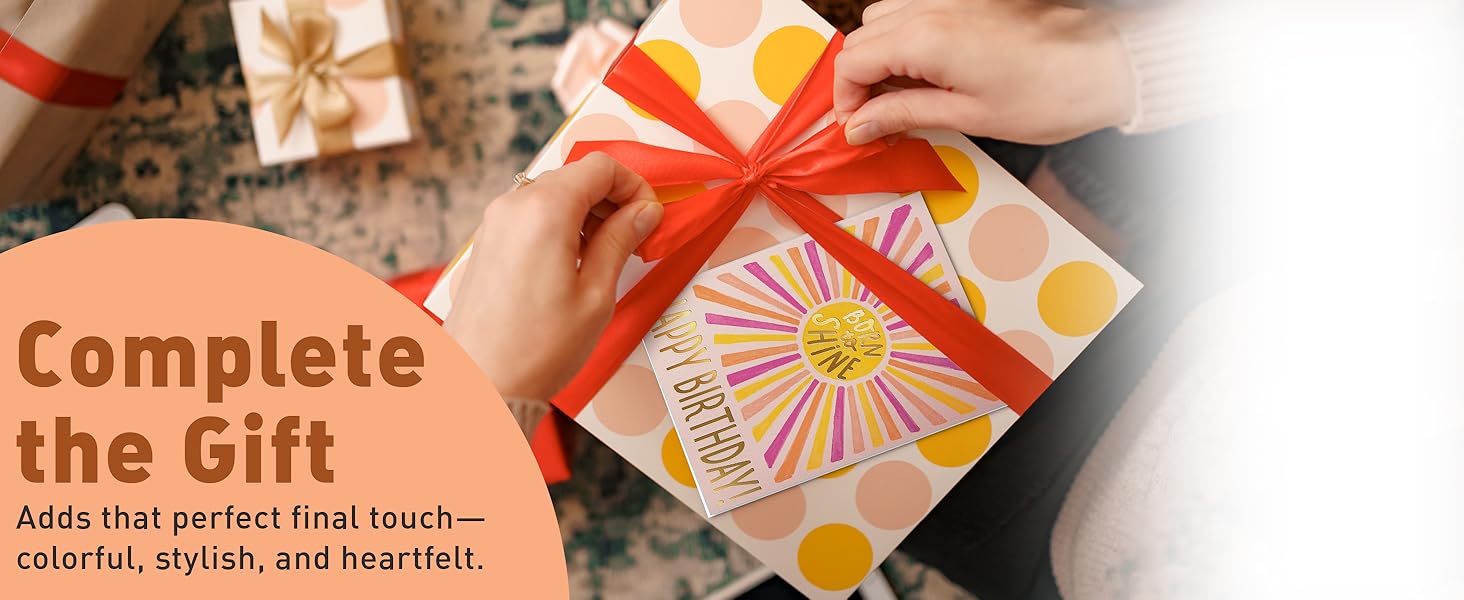 birthday card styled with present for easy gifting