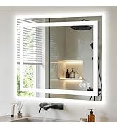 NEWBULIG 36X36 LED Bathroom Mirror with Lights, Anti-Fog, Backlit + Front Lit, Lighted Bathroom V...