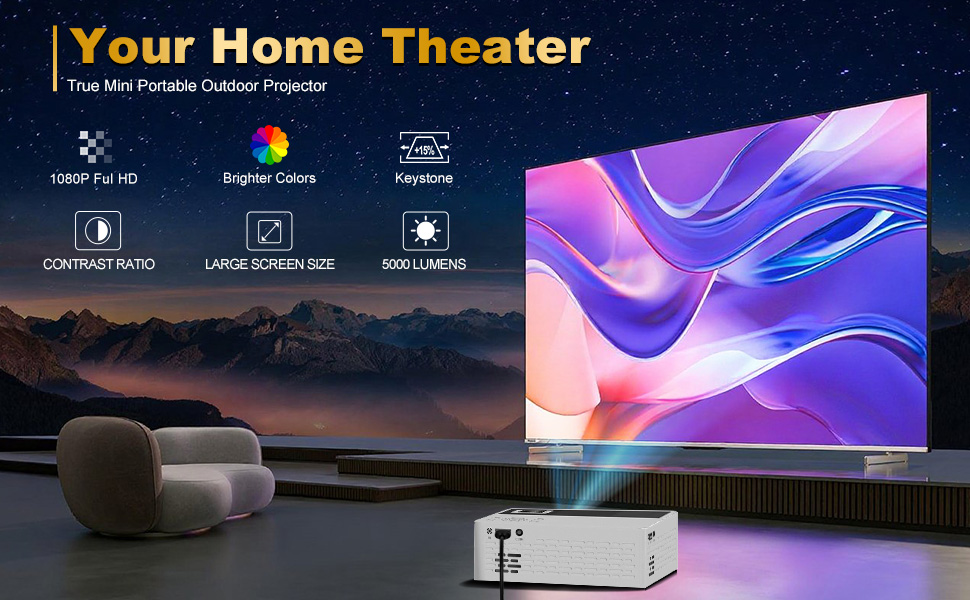 projector;mini projector;portable projector;projector with wifi and bluetooth;projector for bedroom