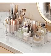 Booklov Rotating Makeup Organizer for Vanity Countertop, Clear | Clear Acrylic Cosmetic Display C...