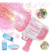 SHCKE 69 Holes Rocket Bubble Gun with Colorful Lights/Bubble Solution,Bubble Machine Gun, Bubble ...
