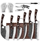 DRGSKL Serbian Chef Knife Set, Gift for Dad, Hand Forged Knife Set with Bag, Full Tang Kitchen Kn...
