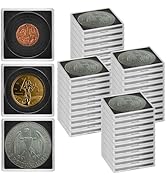 ALCYON Coin Snap Holders, 40 Pieces Silver Dollar Coin Holder, Coin Capsule Storage Box with 5 Si...