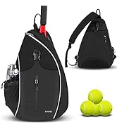 Tennis Sling Bag, Water Resistant Tennis Crossbody Backpack for Men Women, Holds Tennis Badminton...