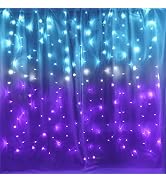 Curtain Lights for Bedroom Waterfall Led Light String PurpleTeal Ombre Hanging Fairy Mermaid Ligh...