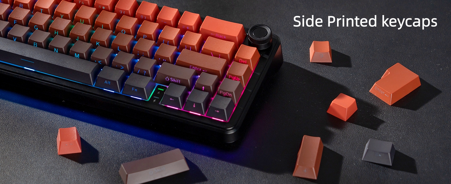 Red/Black Double Shot PBT Keycaps Set, Shine Through Keyboard keycaps,Side Printed Custom Key caps