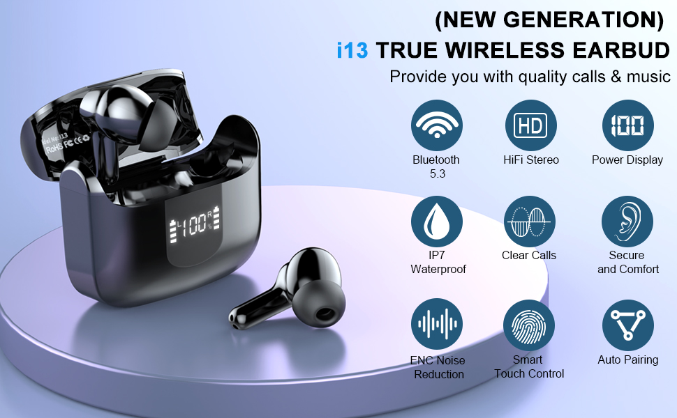 Wireless Earbud Bluetooth Headphones Noise Cancelling Ear Buds