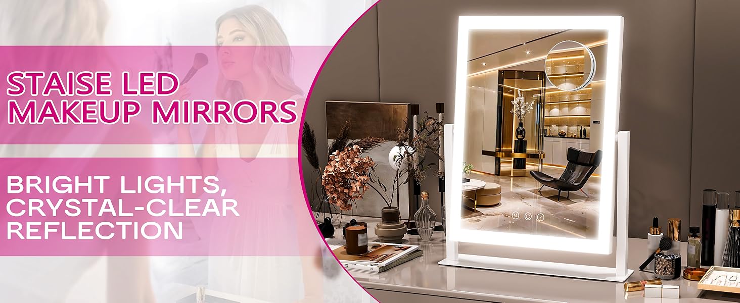 Mirror vanity makeup lights light led lighted up desk mirrors