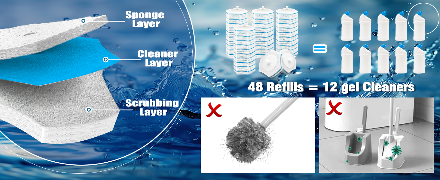 48PCS Disposable Toilet Brush Refills