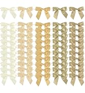 AIMUDI 5 Colors Champagne Gold Twist Tie Bows 3.5" Premade Antique Gold Satin Ribbon Bows for Gif...