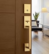 Kwikset door lock entry handleset gold satin brass