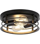 piano7797 Industrial Ceiling Light Fixtures,2-Light Hallway Light Fixtures Ceiling,Black Flush Mo...
