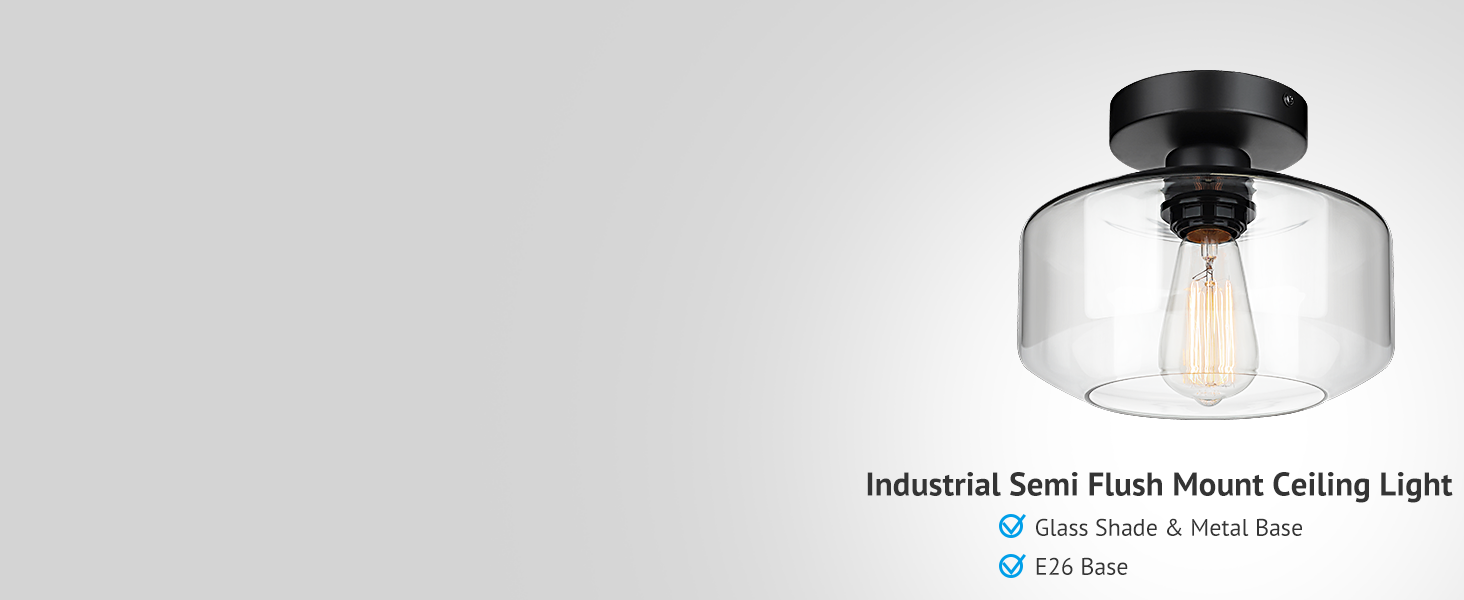 Industrial Semi Flush Mount Ceiling Light