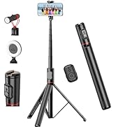 72" Phone Tripod & Selfie Stick, Extendable Cell Phone Tripods Stand with Wireless Remote and Col...