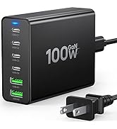 USB C Fast Charger 100W GaN Compact USB C Charging Station 6 Port USB Type C Charging Block Hub P...