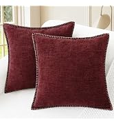 CaliTime Christmas Throw Pillow Covers Decorative 18 X 18 Inches Pack of 2 Cotton Thread Stitchin...
