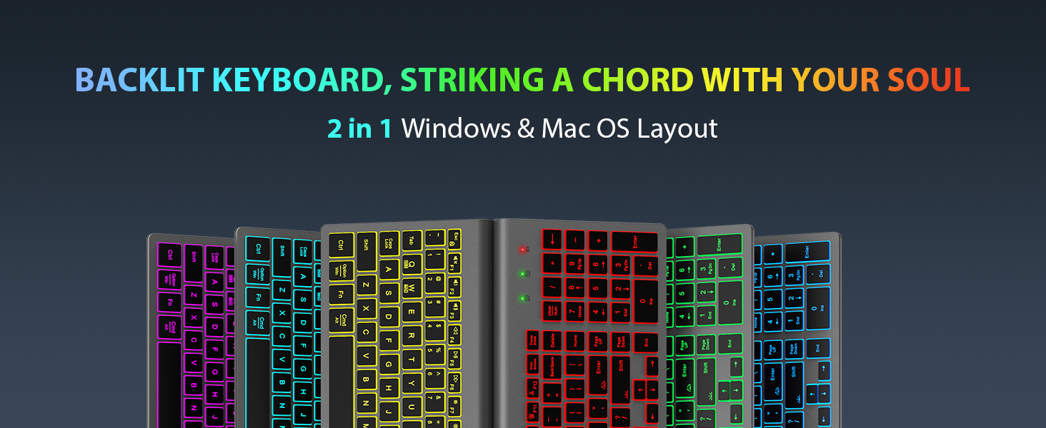 wireless keyboard and mouse with 7 colored