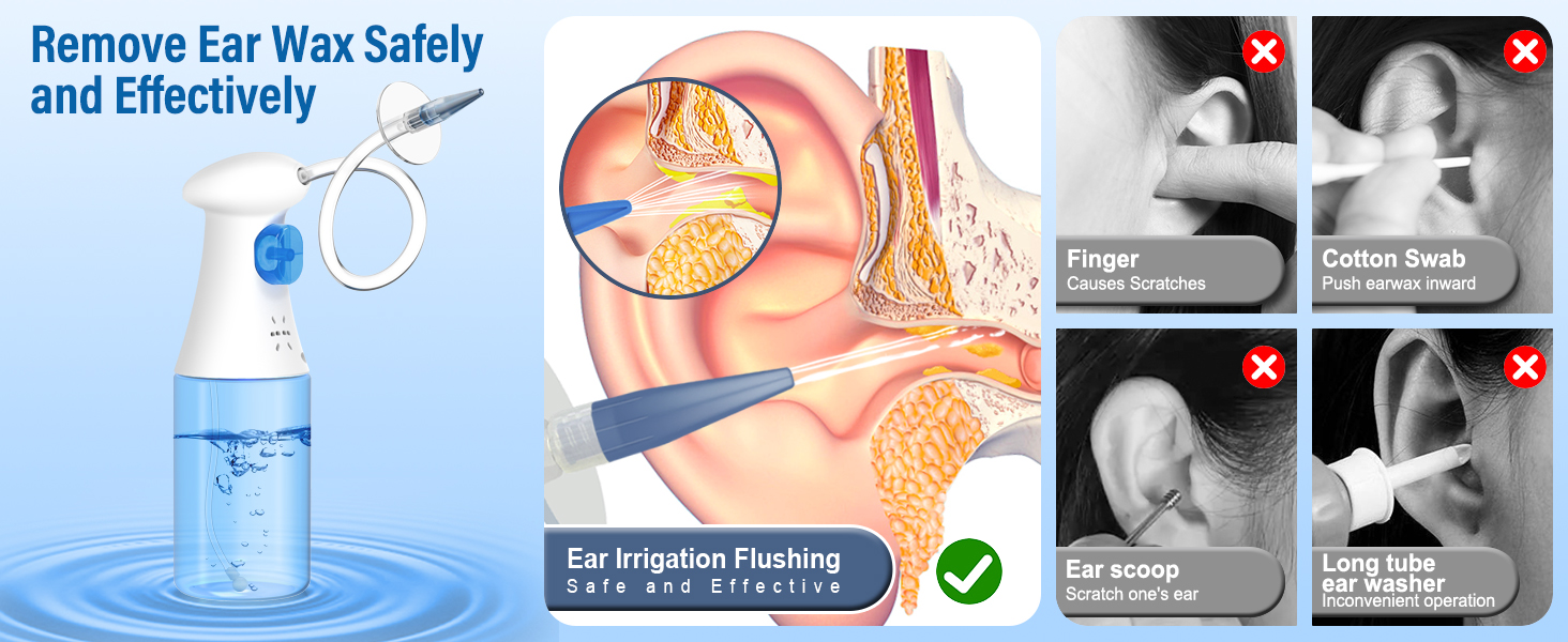 Ear Wax Removal Tool, Ear Irrigation Flushing System for Adults &amp;amp; Kids, Perfect Ear Cleaning Kit