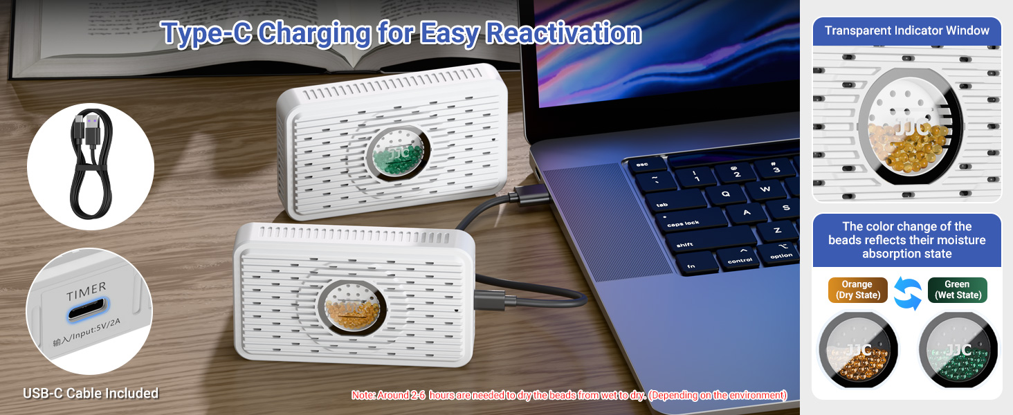 Auto Power-off USB C Rechargeable Gun Safe Dehumidifier Desiccant