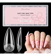MelodySusie Medium Stiletto X Nail Tips - 16 Sizes 160 Pcs, Pre-Shaped Soft Gel, Half Matte Full ...