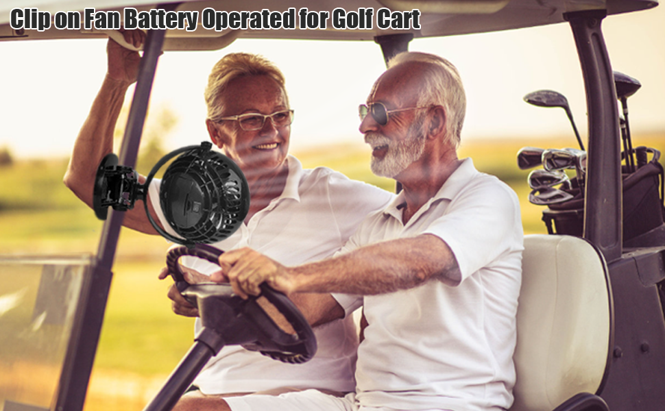 Battery Powered Fan with Clip for Golf Cart