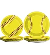 Wiooffen 48 Pcs Softball Party Plates Supplies Paper Softball Birthday Party Dessert Dinner Plate...
