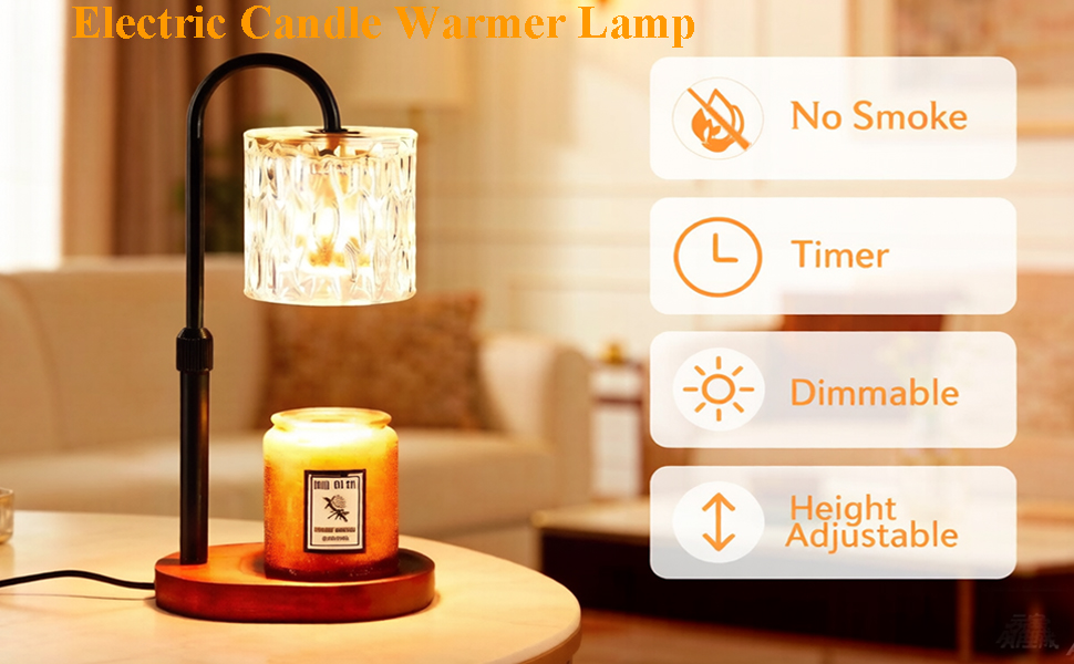 Electric Candle Warmer Lamp with Timer, Dimmable Candle Lamp
