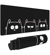 Cute Black Cat Kitten Kitty Gaming Mouse Pad 31.5 X 11.8 Inch XL Extended Large Keyboard Non-Slip...
