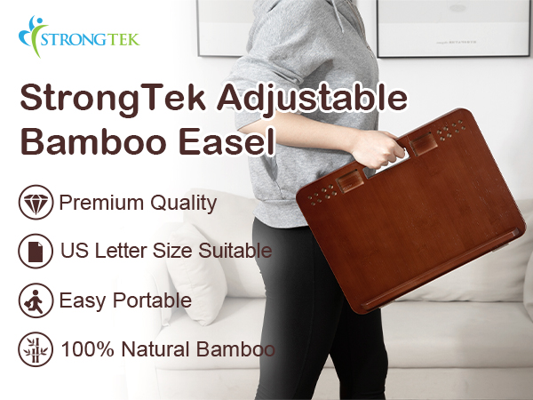 StrongTek Bamboo Easel. esay portable, premium quality, 7 adjusatble level and 100% natural bamboo