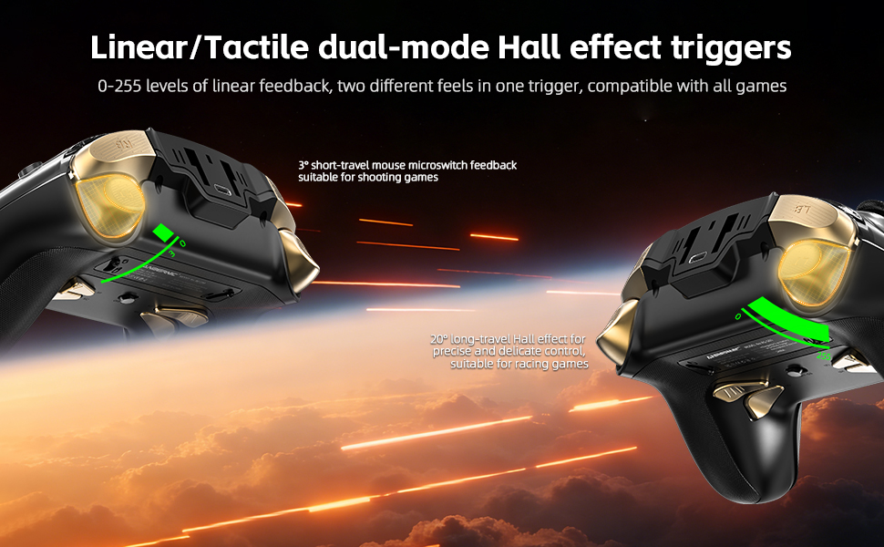 Wireless Bluetooth Controller Gamepad Hall Effect Triggers