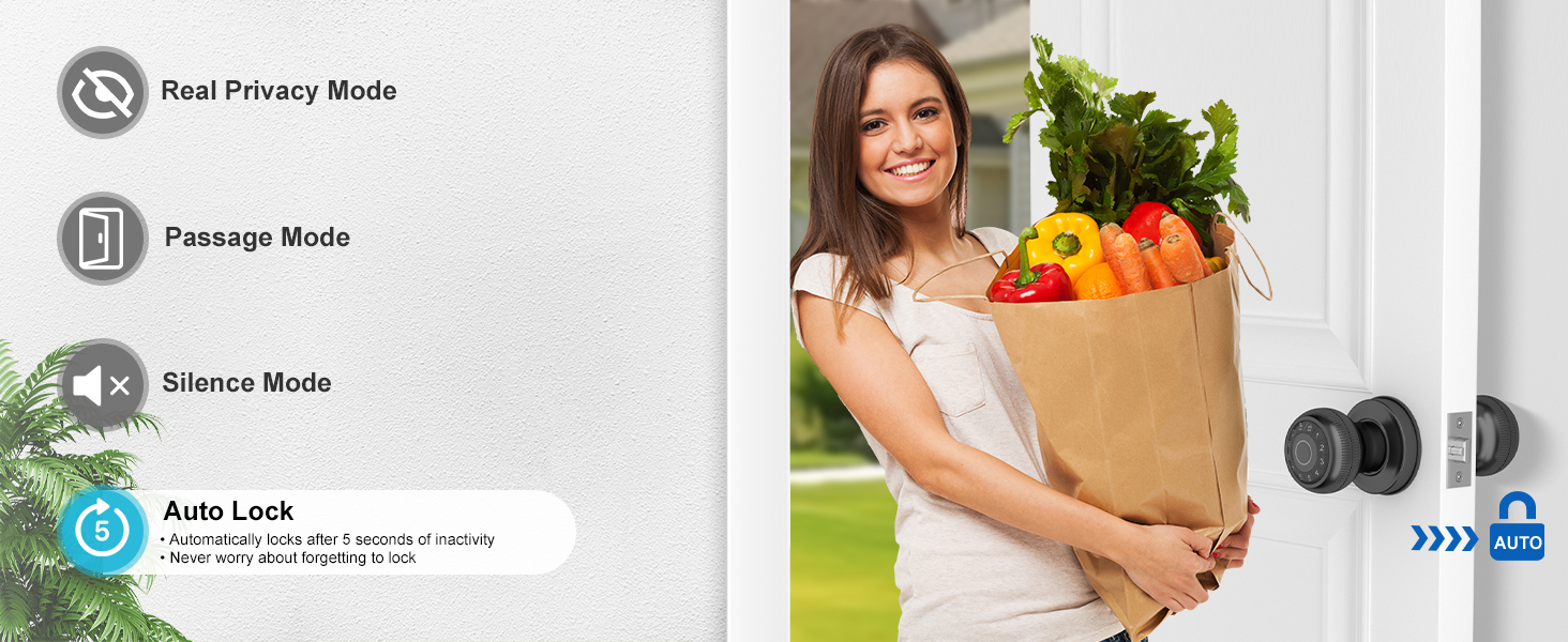 Biometric door knob for bedroom