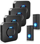 Wireless Doorbells for Home, Waterproof Door Chime Kit Operating at 1300-ft 58 Adjustable Melodie...