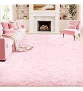 8x10 Area Rugs for Living Room Rug: Soft Fluffy Shag Pink Rugs for Bedroom, Non-Slip Large Fuzzy ...
