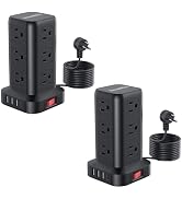 Extension Cord with Multiple Outlets, SMALLRT 2 Pcs Surge Protector Power Strip Tower, Outlet Ext...