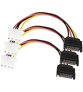 SATA to 4 Pin Power Cable Adapter 3 Pack SATA 15 Pin Male to Molex LP4 Female Power Cable -7-inch