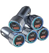 5 Pack USB C Car Charger, Bangfun 36W Dual USB Car Adapter Fast Charge PD&amp;QC 3.0 Cigarette Lighte...