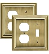 BESTTEN 2 Pack Zinc Alloy Combination Toggle Duplex Metal Wall Plate for Electrical Receptacle Ou...