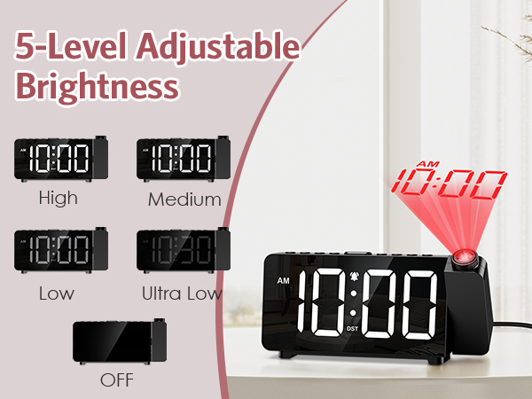 Projection Alarm Clock for Bedroom, Digital Alarm Clock