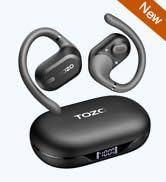 TOZO OpenWear Open Ear Headphones, Adjustable Ear Hooks, Ultra Comfort, Punchy Bass Bluetooth Hea...