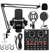 Podcast Equipment Bundle, All-in-One Audio Interface with Studio Condenser Microphone Perfect for...