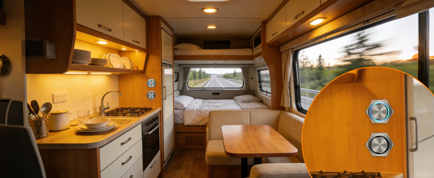 19mm 12V Waterproof ON Off Latching Push Button Switch