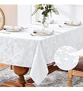 Romanstile Jacquard Rectangle Tablecloth - Waterproof Damask Floral Pattern Decorative Table Clot...