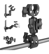 JEBUTU Double Clamp Mount Umbrella Chair Clamp with 360° Magic Arm, Umbrella Holder Clip for Chai...
