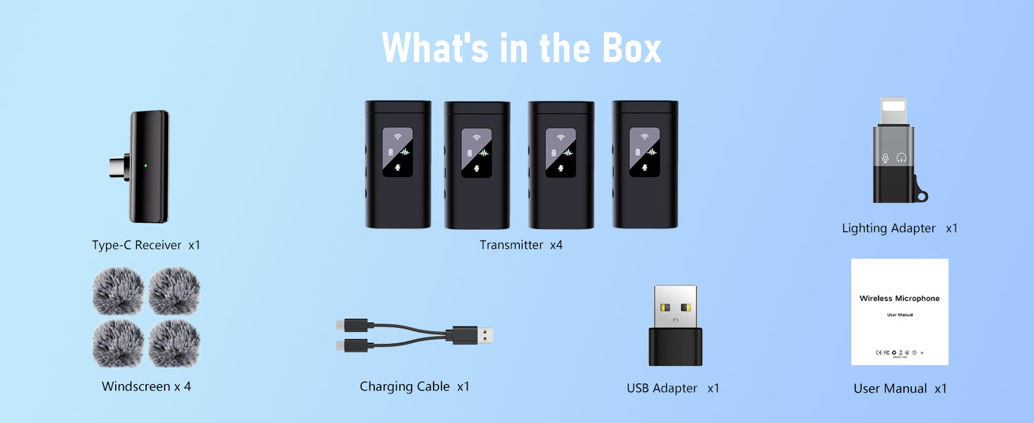 4 Wireless Lavalier Microphone