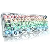 ZDawnn Transparent keycaps Mechanical Gaming Keyboard.68keys with RGB Backlit. Bluetooth/2.4Ghz W...