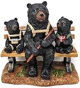 3 Hiking Bears Resting on Bench Figurine - Rustic Cabin/Lodge Home Décor Accent - Ideal for Shelv...