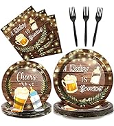 96Pcs A Baby is Brewing Baby Shower Party Supplies Set Plates Napkins Tableware Kit for Birthday ...